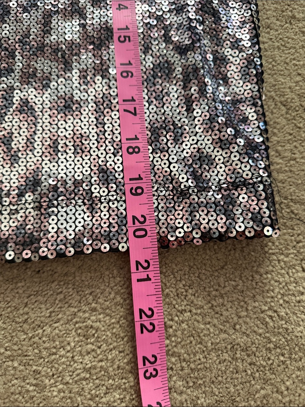 Karen Kane Silver Sequin Mini Skirt with Black Waistband - Picture 4 of 5